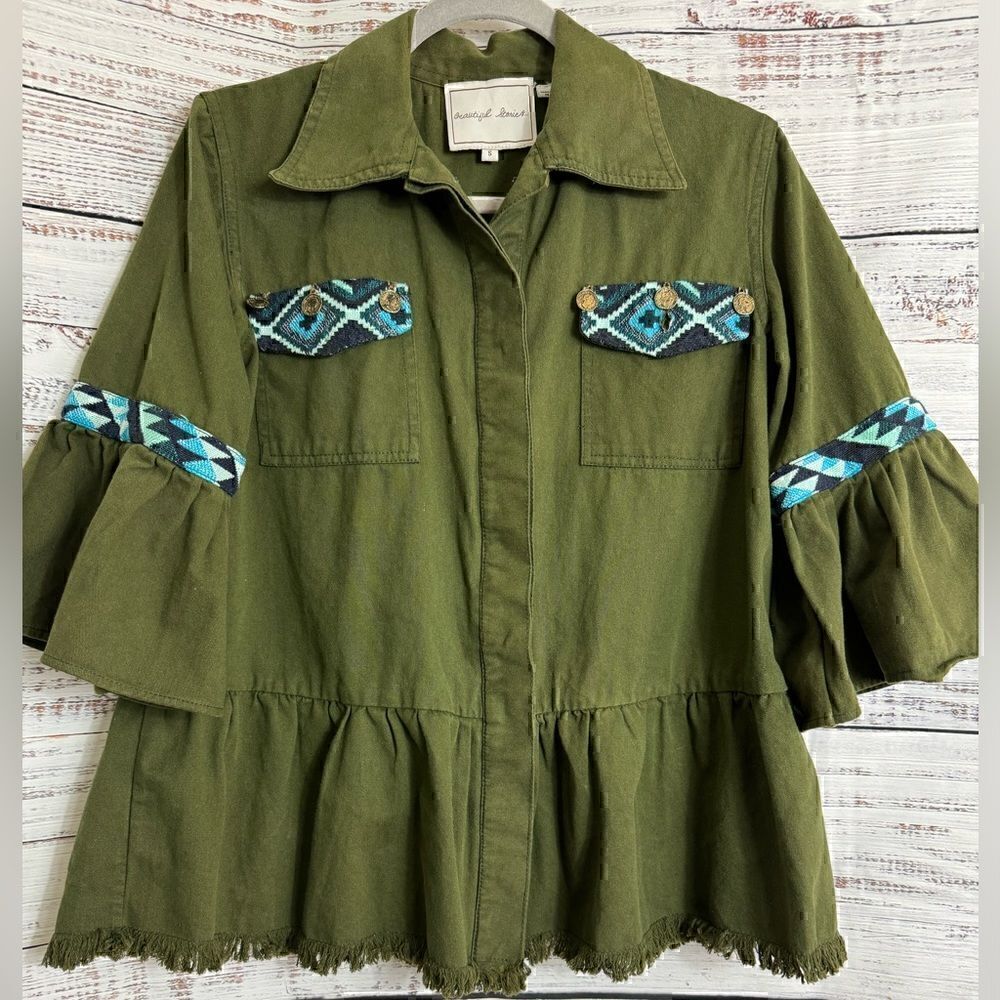 Beautiful stories jacket Womens Sz Small embroidered Boho Paisley cotton Hippie‎